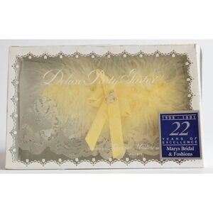 Vintage Yellow Feather White Wedding Bridal Lace Garter- New In Box